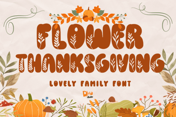 Flower Thanksgiving Font for Warm Autumn Web Design